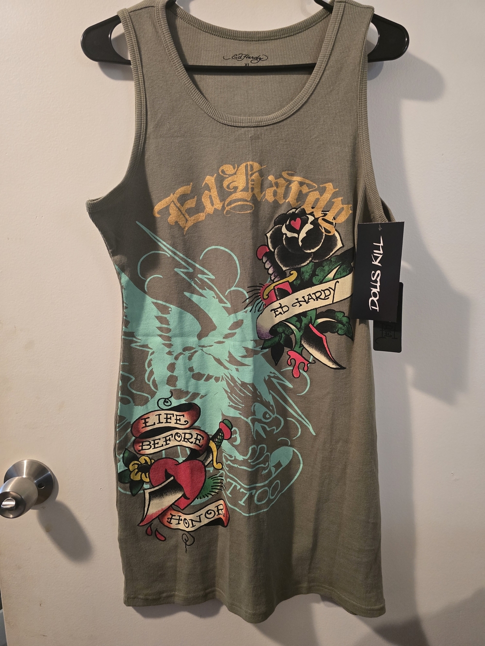 Dolls Kill x Ed Hardy NWT Rare Olive Ribbed Tank Dress